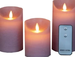 Anna's Collection LED Kerzen Set Dinu lila D 7,5 H 10 / 12,5 / 15 cm 3 St.