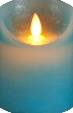 Anna's Collection LED Kerze Rustic blau D 7,5 H 10 cm