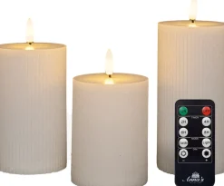 Anna's Collection LED Kerzen Set Riba weiß D 7,5 H 10 / 12,5 / 15 cm 3 St.