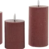 Anna's Collection LED Kerzen Set Riba rosa D 7,5 H 10 / 12,5 / 15 cm 3 St.