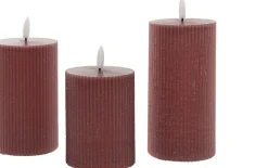 Anna's Collection LED Kerzen Set Riba rosa D 7,5 H 10 / 12,5 / 15 cm 3 St.