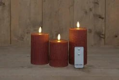 Anna's Collection LED Kerzen Set Riba rosa D 7,5 H 10 / 12,5 / 15 cm 3 St.