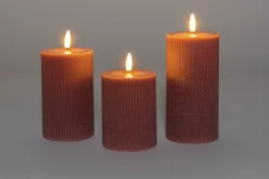 Anna's Collection LED Kerzen Set Riba rosa D 7,5 H 10 / 12,5 / 15 cm 3 St.