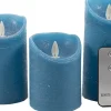 Anna's Collection LED Kerzen Set blau D 7,5 H 10 / 12,5 / 15 cm 3 St.