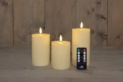 Anna's Collection LED Kerzen Set Riba elfenbein D 7,5 H 10 / 12,5 / 15 cm 3 St.