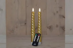Anna's Collection LED Stabkerzen Swirl gold D 2 H 23 cm 2 St.