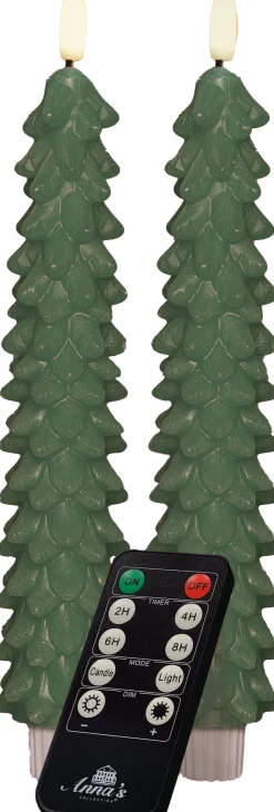 Anna's Collection LED Stabkerze Rambu grün D 2,2 H 23 cm