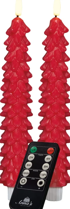 Anna's Collection LED Stabkerze Rambu rot D 2,2 H 23 cm