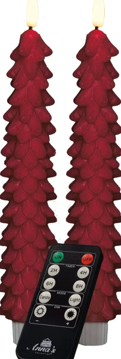 Anna's Collection LED Stabkerze Rambu bordeaux D 2,2 H 23 cm