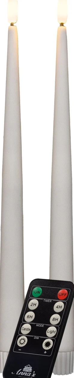 Anna's Collection LED Stabkerze Mino weiß D 3 H 30 cm 2 St.