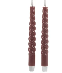 Anna's Collection LED Stabkerzen Swirl rosa D 2 H 23 cm 2 St.