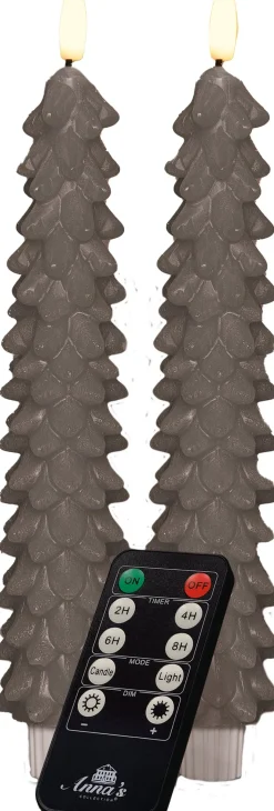 Anna's Collection LED Stabkerze Rambu taupe D 2,2 H 23 cm