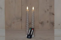 Anna's Collection LED Stabkerzen Swirl taupe D 2 H 23 cm 2 St.