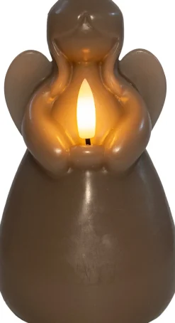 Anna's Collection LED Stumpenkerze Ange taupe D 8 H 14,5 cm