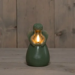 Anna's Collection LED Stumpenkerze Ange grün D 8 H 14,5 cm