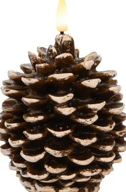 Anna's Collection LED Stumpenkerze Podo Tannenzapfen braun D 12 H 10 cm