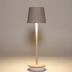 Anna's Collection Tischlampe Ribbel beige D 9 H 27 cm