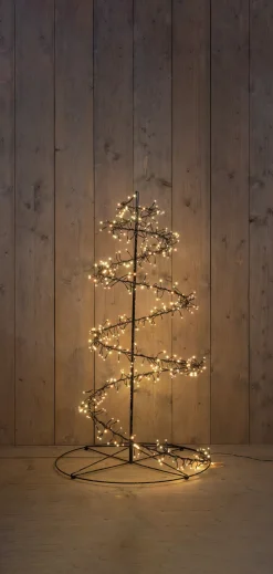 Anna's Collection Weihnachtsbaum Swirl schwarz mit 480 extra warm / warmweiß leuchtenden Lichtern D 67 H 120 cm