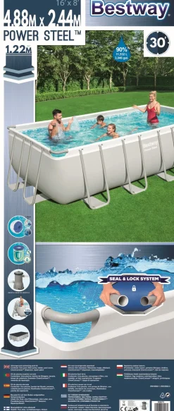 Bestway Stahlrahmen-Pool Power Steel rechteckig 488 x 244 x 122 cm