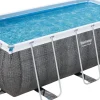Bestway Stahlrahmen-Pool Power Steel Rattan-Look rechteckig 412 x 201 x 122 cm