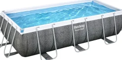 Bestway Stahlrahmen-Pool Power Steel Rattan-Look rechteckig 404 x 201 x 100 cm
