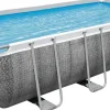 Bestway Stahlrahmen-Pool Power Steel Rattan-Look rechteckig 488 x 244 x 122 cm