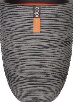 Capi Europe Blumentopf Nature-Rib schwarz/grau D 36 H 47 cm