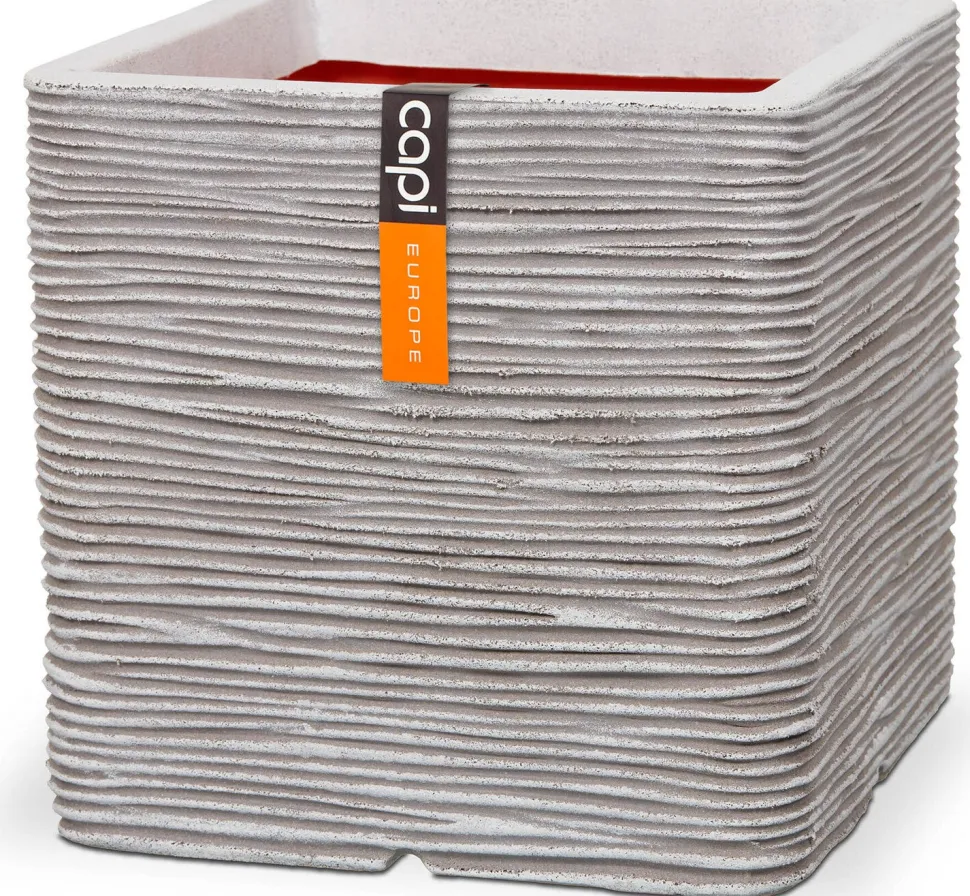 Capi Europe Pflanzkübel Nature Rib elfenbein 40 x 40 x 40 cm