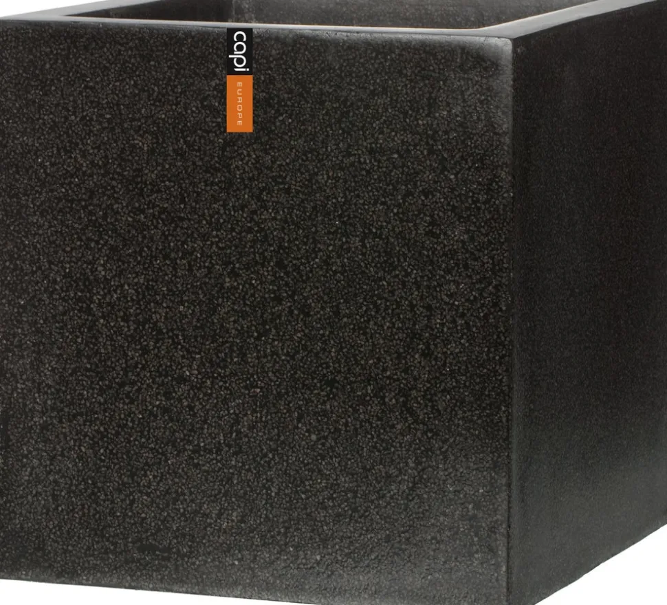 Capi Lux Terrazzo Pflanzkübel quadratisch 20 x 20 x 20 cm schwarz