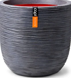 Capi Nature Rib Blumentopf D 35 H 34 cm schwarz gerippt