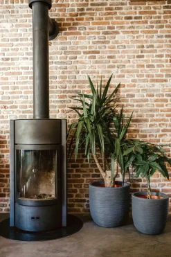 Capi Nature Rib Blumentopf D 35 H 34 cm schwarz gerippt