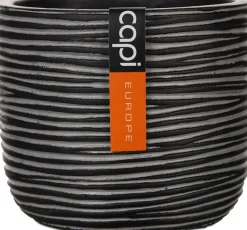Capi Nature Rib Blumentopf D 9 cm H 8 cm schwarz gerippt
