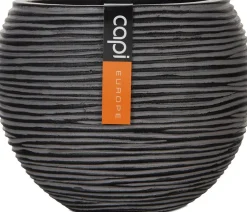 Capi Nature Rib Blumentopf D 11,5 cm H 9 cm schwarz gerippt