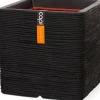 Capi Nature Rib Pflanzkübel quadratisch 40 x 40 x 40 cm schwarz gerippt