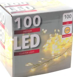 Cluster-Lichterkette 1 m mit 100 Lämpchen warmweiß