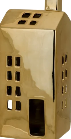 Cosy@Home Teelichthalter Haus gold 6,4 x 5,3 x 14,5 cm
