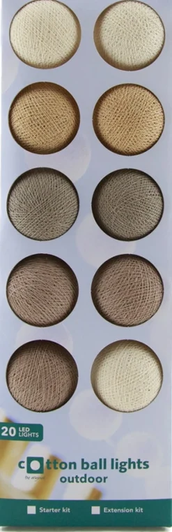 Cotton Ball Lights Lichterkette Bonbon Starterset braun 7,4 m mit 20 Lampen