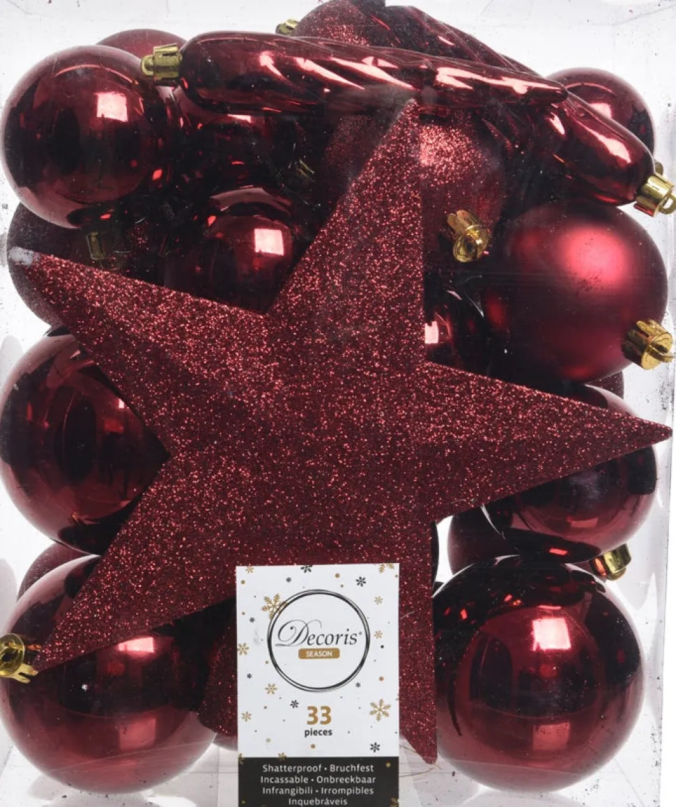 Decoris Weihnachtsbaumschmuck Marilene dunkelrot 33 St.