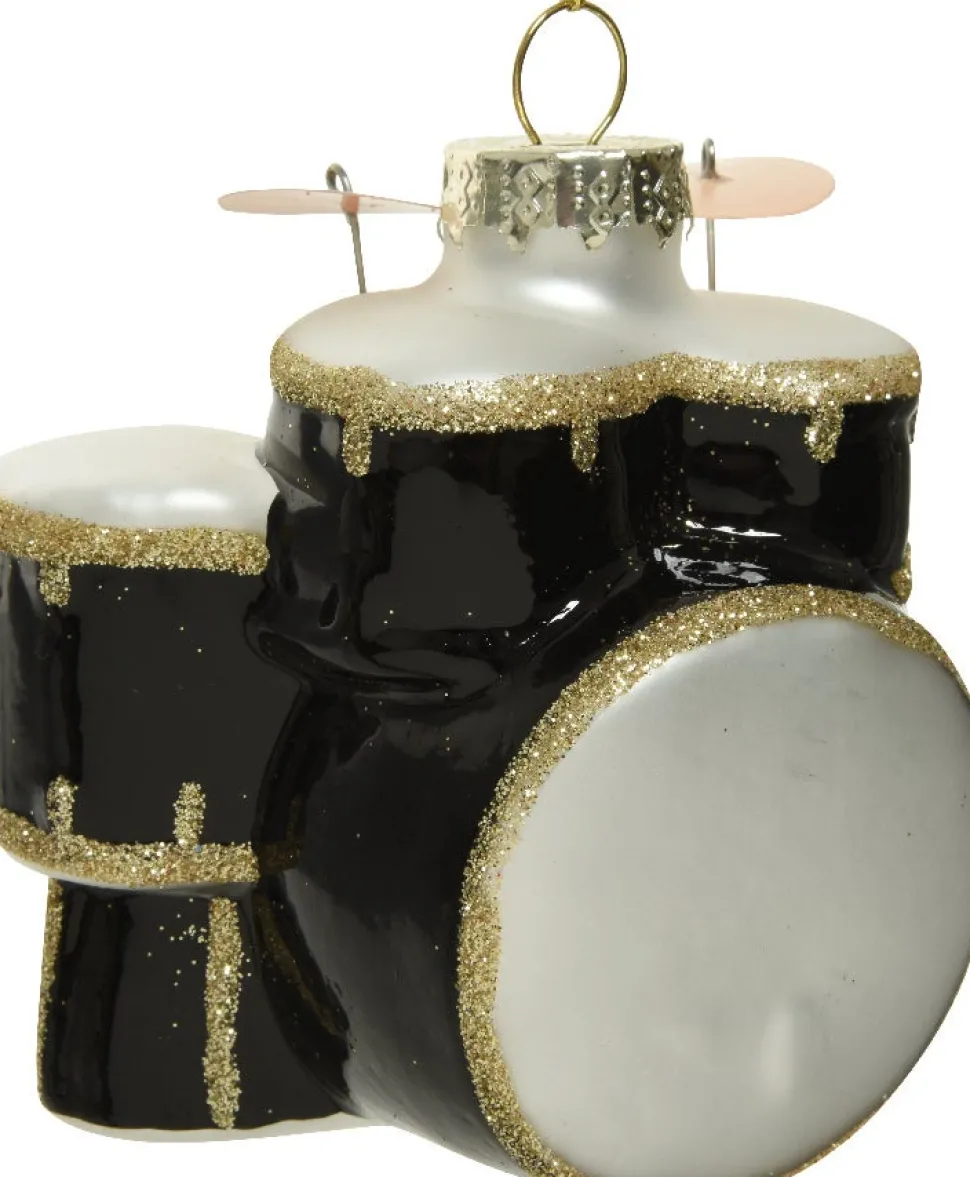 Decoris Weihnachtsbaumschmuck Schlagzeug schwarz 6 x 8,5 x 8 cm