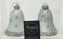 Decoris Weihnachtsbaumschmuck Uhr weiß D 6,5 H 8 cm 2 St.