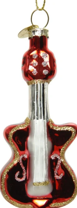 Decoris Weihnachtsbaumschmuck Gitarre braun 2,5 x 4,2 x 9,2 cm