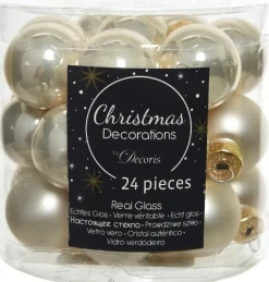 Decoris Weihnachtskugel creme D 2,5 cm 24 St.