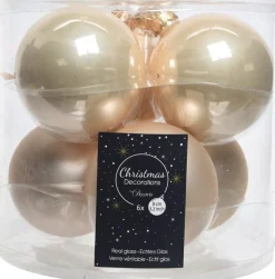 Decoris Weihnachtskugel creme D 8 cm 6 St.