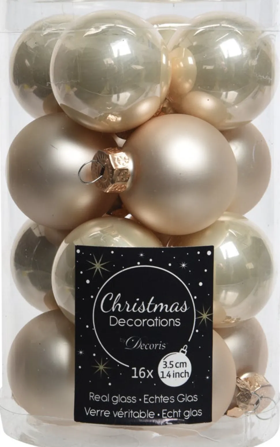 Decoris Weihnachtskugel creme D 3,5 cm 16 St.