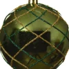 Decoris Weihnachtskugel grün mit Linien D 8 cm