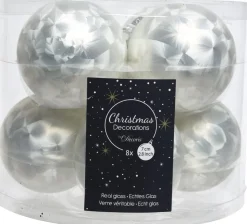 Decoris Weihnachtskugel weiß Eislack D 7 cm 8 St.