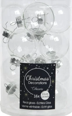 Decoris Weihnachtskugeln transparent D 3,5 cm 16 St.