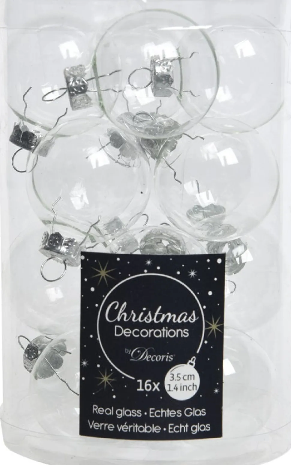 Decoris Weihnachtskugeln transparent D 3,5 cm 16 St.