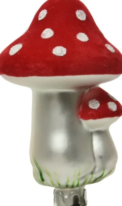 Decoris Weihnachtsschmuck Pilz mit Clip rot / weiß D 6 H 12 cm