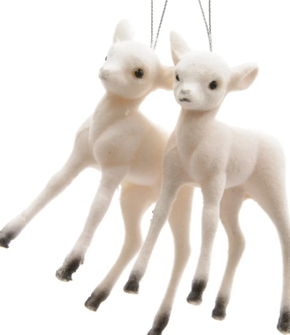 Decoris Weihnachtsbaumschmuck Rentier creme 3 x 6,5 x 7,5 cm 2 St.